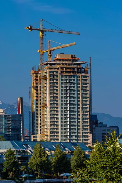 Nieuwbouw Van Flatgebouwen Aan Waterkant Downtown New Westminster City — Stockfoto