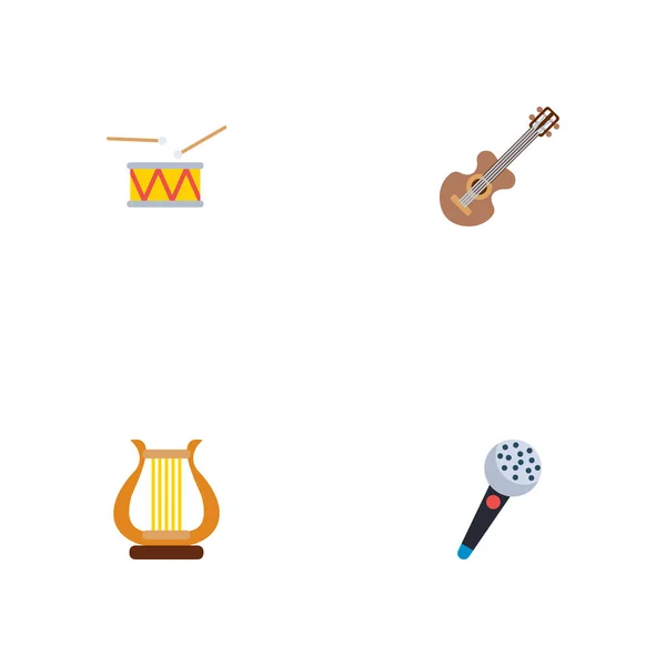 Set von Musik-Symbolen Flache Stil-Symbole mit Trommel, Mikrofon, Harfe und anderen Symbolen für das Design Ihres Web-App-Logos. — Stockvektor