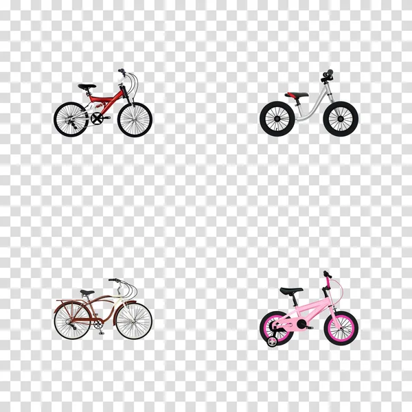 Set of  realistic symbols with cruise bicycle, kids, balance and other icons for your web mobile app logo design. — Stock Vector