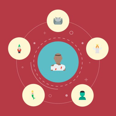 Canavar, cüce, deniz kızı ve diğer simgeler web mobil app logo tasarımı için karakter simgeler düz stil sembollerle kümesi.