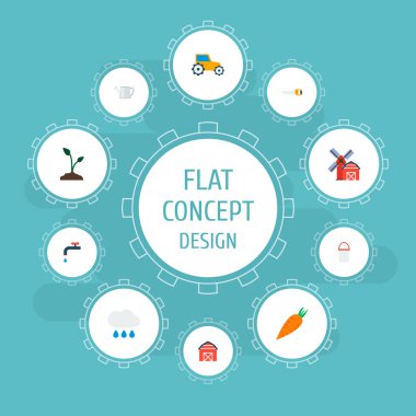 Tarım simgeler düz stil sembollerle el testeresi, çiftlik, sizin web mobil app logo tasarımı için havuç simgeler kümesi.