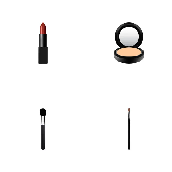 Zestaw kosmetyków realistyczne symboli z narzędzia makijaż brwi, moda sprzęt, proszek i inne ikony dla projektu logo mobilnych aplikacji sieci web. — Zdjęcie stockowe