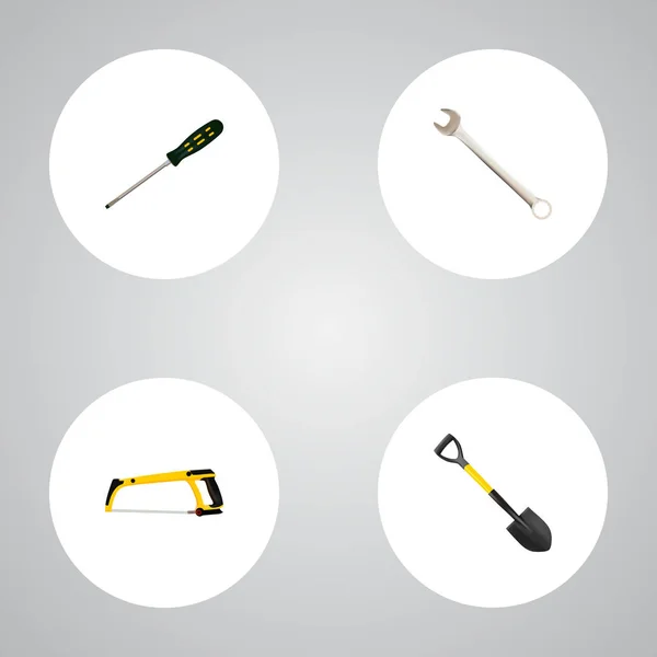 Sada nástrojů realistické symbolů s šroubovák, pila, klíče a další ikony pro váš web mobilní aplikace loga design. — Stockový vektor