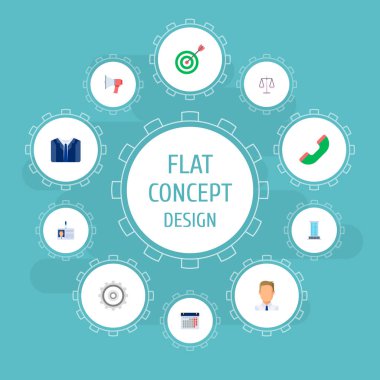 İş simgeleri düz stil kümesi yakışıklı ile semboller, takım elbise, rozet simgeler web mobil app logo tasarımı için.