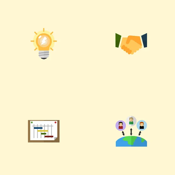 Ensemble d'icônes de projets symboles de style plat avec planification, partenariat, externalisation et autres icônes pour la conception du logo de votre application mobile Web . — Image vectorielle