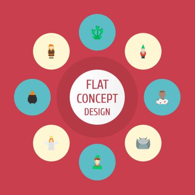 Hydra, cüce, cüce ve diğer simgeler web mobil app logo tasarımı için fantezi simgeler düz stil sembollerle kümesi.