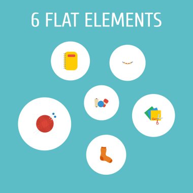 El sanatları simgeleri düz stil sembollerle çorap, el yapımı, renkli kağıtlar simgeler web mobil app logo tasarımı için kümesi.