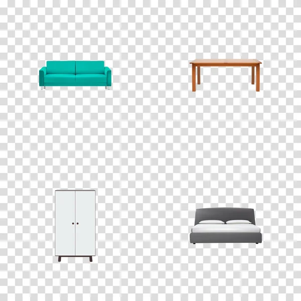 Set of furniture realistic symbols with furniture, double bed, couch and other icons for your web mobile app logo design.