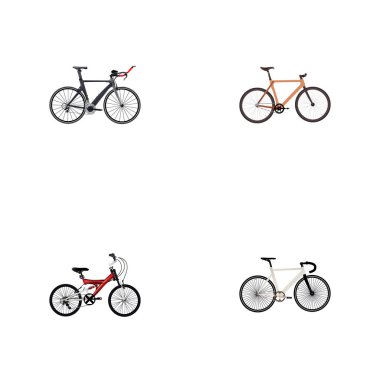 Bisiklet gerçekçi sembol oğlanla ayarla, iz döngüsü, triatlon bisiklet ve diğer simgeler web mobil app logo tasarımı için.
