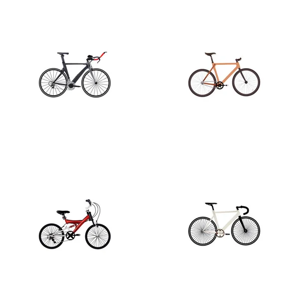 Conjunto de símbolos realistas de bicicleta con adolescente, ciclo de pista, bicicleta de triatlón y otros iconos para el diseño del logotipo de su aplicación móvil web . —  Fotos de Stock