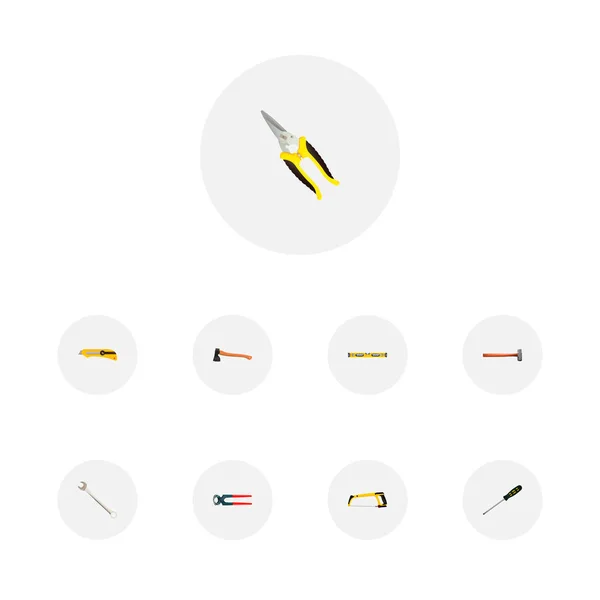 Set of tools realistic symbols with sledgehammer, pincers, screwdriver and other icons for your web mobile app logo design. — Stock Photo, Image