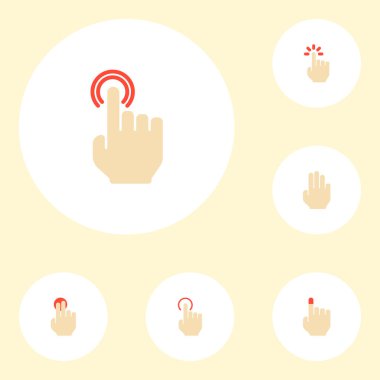 Jest simgeleri tutun, dokunmatik, sembollerle düz stil çift tıklayın ve diğer simgeleri web mobil app logo için tasarım.