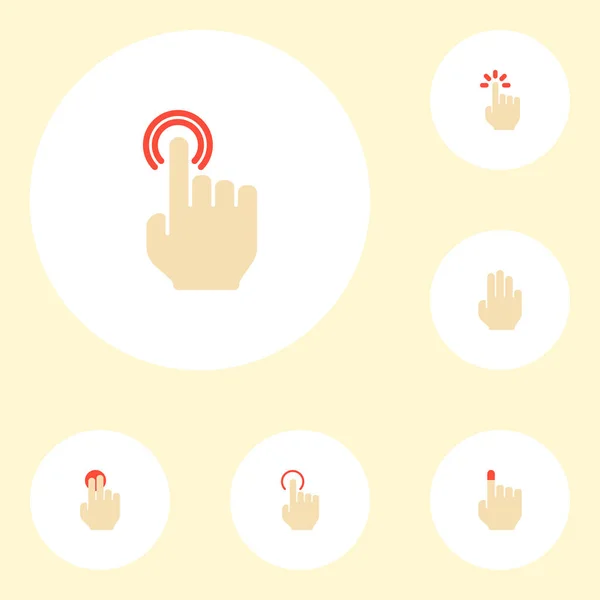 Conjunto de ícones de gesticulação símbolos de estilo plano com espera, tela sensível ao toque, clique duas vezes e outros ícones para o design do logotipo do aplicativo móvel da web . —  Vetores de Stock
