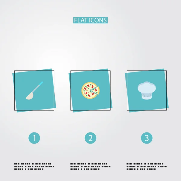 Conjunto de ícones de gastronomia símbolos de estilo plano com concha, touca de cozinha, pizza e outros ícones para o design do logotipo do seu aplicativo móvel web . — Fotografia de Stock