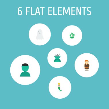 Deniz kızı, dev, karakter ve diğer simgeler web mobil app logo tasarımı için karakter simgeler düz stil sembollerle kümesi.