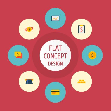 Para, altın, para seti ve diğer simgeler web mobil app logo tasarımı için finans simgeler düz stil sembollerle kümesi.