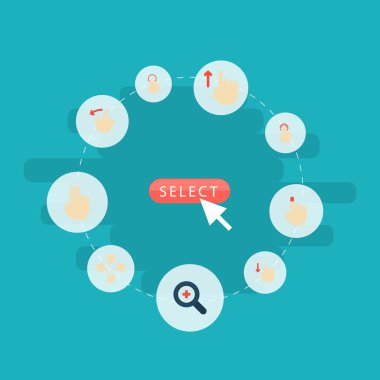 Geri, en iyi, kuvvetli darbe ve diğer simgeler web mobil app logo tasarımı için hareketleri simgeler düz stil sembollerle kümesi.