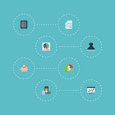 Muhasebeci, para, strateji ve diğer simgeler web mobil app logo tasarımı için düz stil simgeleri simgeleri muhasebe seti.