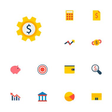 Ekonomi simgeler para birimi, set para, düz stil sembollerle hesaplamak ve diğer simgeleri web mobil app logo için tasarım.