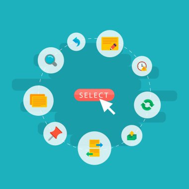 Set Görev Yöneticisi simgeleri düz stil sembolleri PIN, görev, son tarih ve diğer simgeler web mobil app logo tasarımı için.