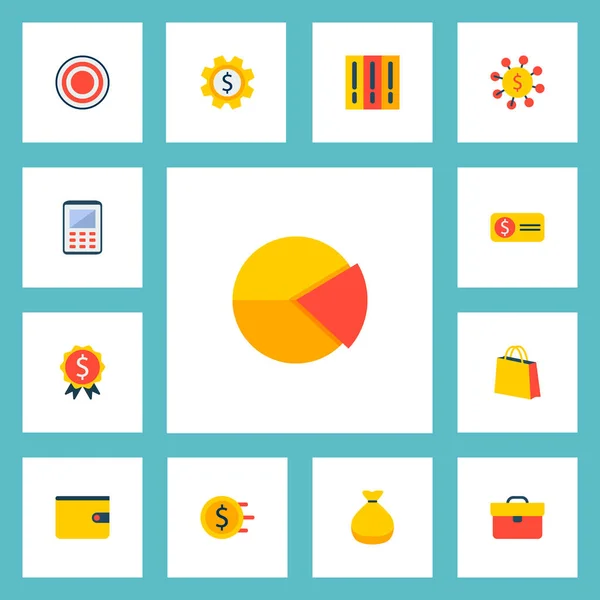 Набір фінансових піктограм символів плоского стилю з рахунком, встановленням грошей, грошовою сумкою та іншими піктограмами для дизайну логотипу вашого мобільного додатка . — стоковий вектор