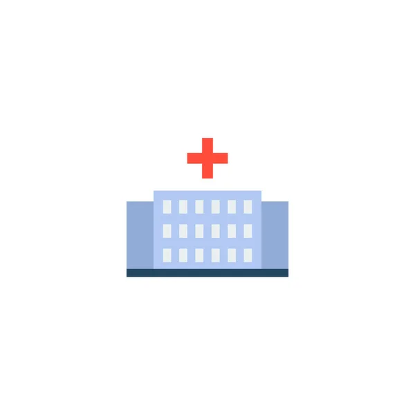 医院图标扁平元素。在干净的背景下, 为您的 web 移动应用程序徽标设计的医院图标平面隔离的向量图示. — 图库矢量图片