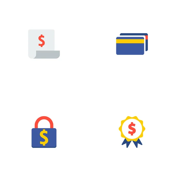 Set von Finanzsymbolen flache Stilsymbole mit Karten, Finanzbericht, Schloss und anderen Symbolen für Ihr Webdesign für mobile Apps. — Stockvektor