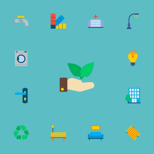 Set of smart city icons flat style symbols with palette, building, lightbulb wifi and other icons for your web mobile app logo design.