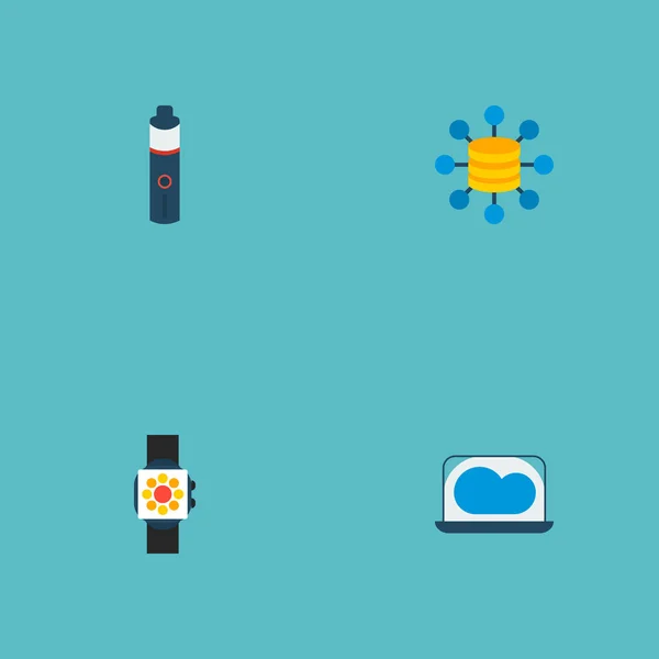 Conjunto de iconos modernos símbolos de estilo plano con computación en la nube, vape, reloj inteligente y otros iconos para el diseño del logotipo de su aplicación móvil web . — Archivo Imágenes Vectoriales