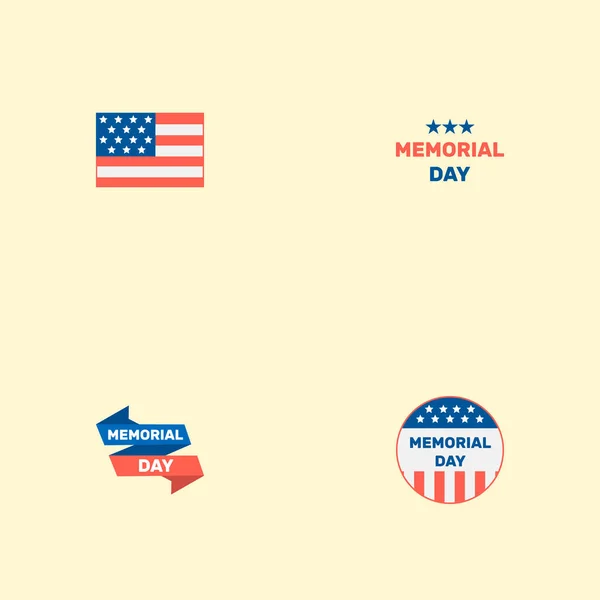 Set von Gedenksymbolen flache Stilsymbole mit Geschichte, Flagge, Banner und anderen Symbolen für Ihr Webdesign für mobile Apps. — Stockvektor