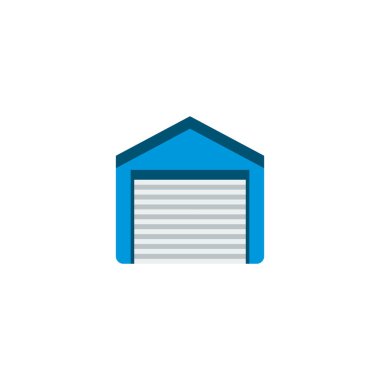 Garaj simgesi düz öğe. illüstrasyon izole web mobil app logo tasarımı için temiz arka plan üzerinde düz garaj simgesinin.