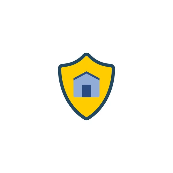 Proteger icono de la casa elemento plano. ilustración de proteger el icono de la casa plana aislado en un fondo limpio para el diseño del logotipo de su aplicación móvil web . —  Fotos de Stock