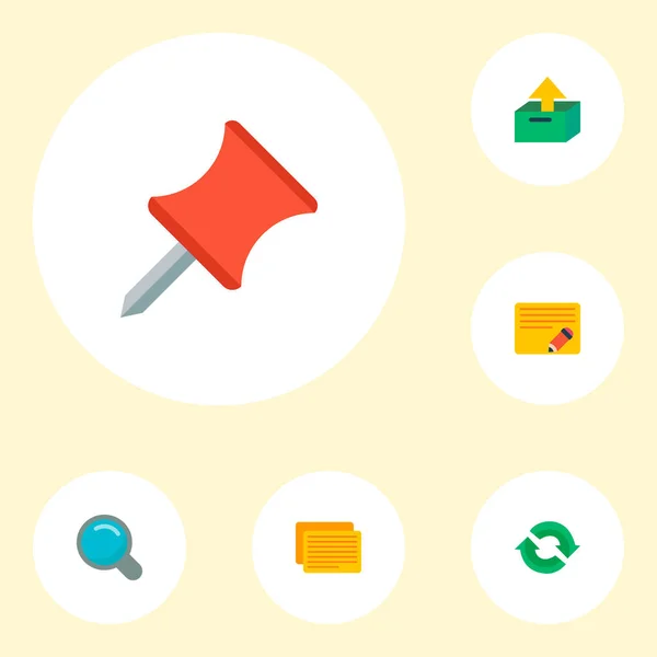 Set di icone di gestione simboli in stile piatto con attività di modifica, aggiornamento, pin e altre icone per il design del logo dell'app mobile web . — Vettoriale Stock