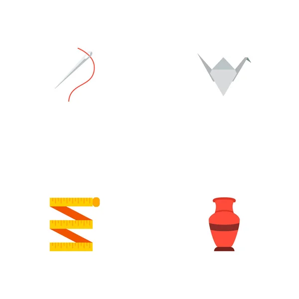 Ensemble d'icônes faites à la main symboles de style plat avec vase, origami, couture et autres icônes pour la conception de logo de votre application mobile web . — Photo