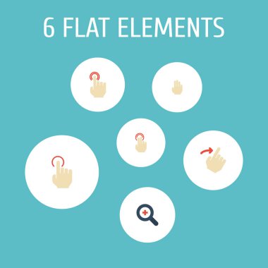 Jest simgeler düz stil semboller hareketi ile ayarla, sağ ve diğer simgeler web mobil app logo tasarımı için Yakınlaştır,.