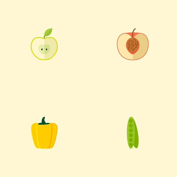 Set di icone per dessert simboli in stile piatto con piselli, nettarine, peperoni dolci e altre icone per il tuo design del logo dell'app mobile web . — Foto Stock