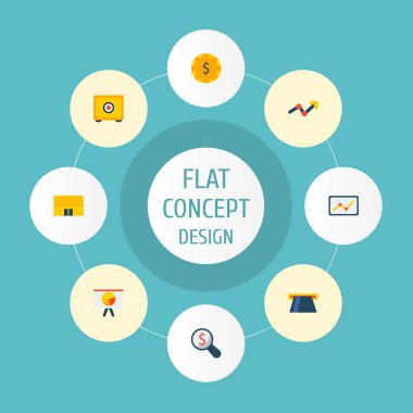 Finansal simgeler düz stil sembolleri ile atm, güvenli, grafik ve diğer simgeler web mobil app logo tasarımı için.