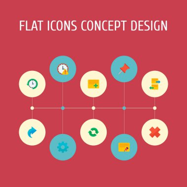 Düz stil sembollerle kokan, görev düzenlemek, görev ve diğer simgeler düzenlemek için web mobil app logo tasarım proje simgeler kümesi.