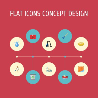 Hijyen simgeler düz stil semboller damla su ile ayarla, bez temiz, el yıkama simgeler web mobil app logo tasarımı için.