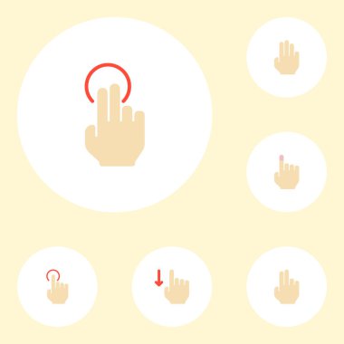 Parmak, dirsekle dürtmek, üç ve diğer simgeler web mobil app logo tasarımı için hareketleri simgeler düz stil sembollerle kümesi.