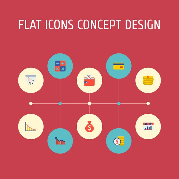 Ensemble d'icônes financières symboles de style plat avec profit, carte de crédit, calculatrice et autres icônes pour la conception de logo de votre application mobile Web . — Image vectorielle