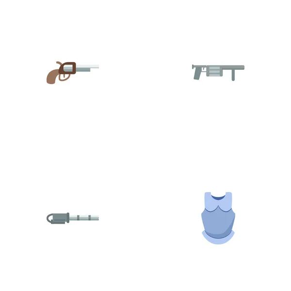 Conjunto de iconos de juego de estilo plano símbolos con rpg, pistola de gatling, armadura corporal y otros iconos para el diseño de su aplicación móvil web logotipo . — Archivo Imágenes Vectoriales