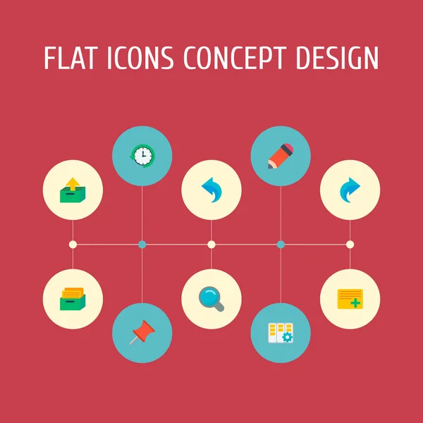 Ensemble d'icônes de gestion symboles de style plat avec broche, désarchive, boîte à tâches et autres icônes pour la conception du logo de votre application mobile Web . — Image vectorielle