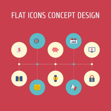 Kumbara, mağaza analytics, akıllı izle ve diğer simgeler web mobil app logo tasarımı için analytics simgeler düz stil sembollerle kümesi.