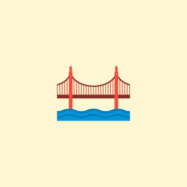 Golden gate simgesi düz öğe. illüstrasyon izole web mobil app logo tasarımı için temiz arka plan üzerinde düz altın kapı simgesinin.