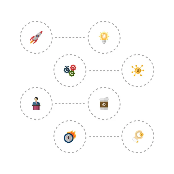 Set of startup icons flat style symbols with leader, launch, deadline and other icons for your web mobile app logo design.