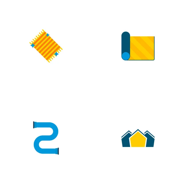 Boru hattı, Köyü, halı ve diğer simgeler web mobil app logo tasarımı için akıllı şehir simgeler düz stil sembollerle kümesi. — Stok fotoğraf