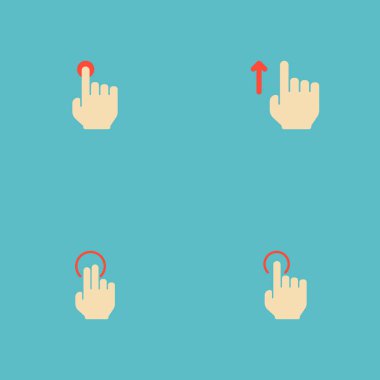 Dirsekle dürtmek, üst, basın ve diğer simgeler web mobil app logo tasarımı için hareketleri simgeler düz stil sembollerle kümesi.