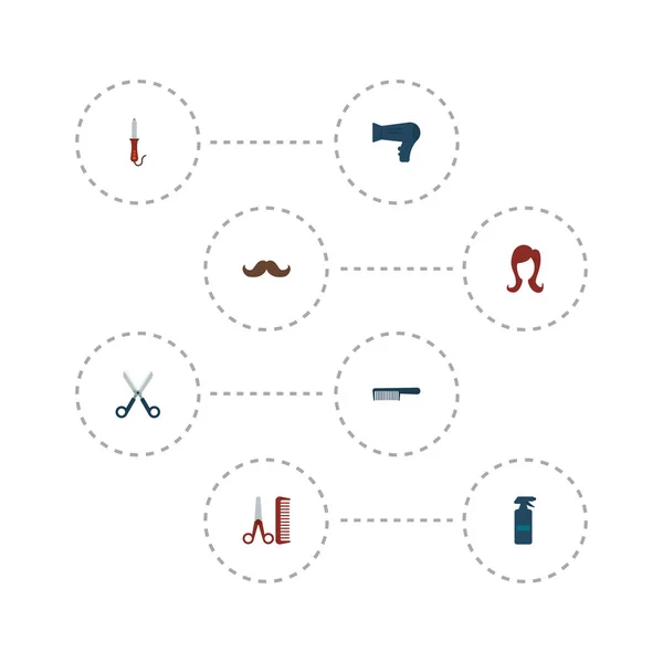Ensemble d'icônes de coiffeur symboles de style plat avec peigne, coiffeur, sèche-cheveux et autres icônes pour la conception de logo de votre application mobile web . — Photo