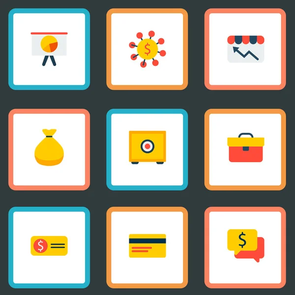 Sada symbolů ploché styl ikony financí konverzace, graf, trezory a další ikony pro váš web mobilní aplikace loga design. — Stock fotografie
